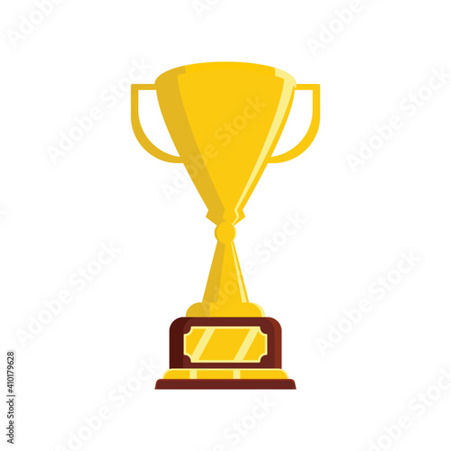 Vector of a grand champion gold trophy on a wooden platform