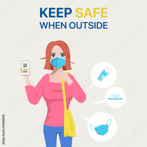 Keep safe from covid-19 virus when outside concept.