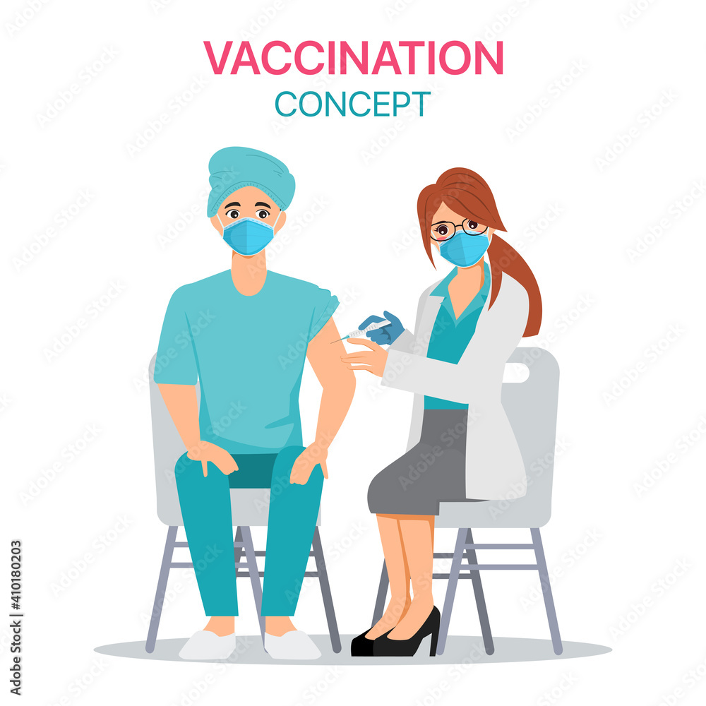 Hospital worker at risk getting the COVID-19 vaccine at hospital.
Hospital worker at risk getting the COVID-19 vaccine at hospital.