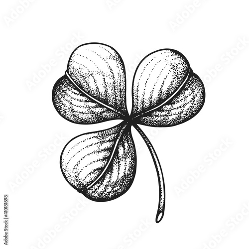 St. Patrick's Day Lucky Irish Shamrock Three Leaf Clover. Hand Drawn Vector Illustration