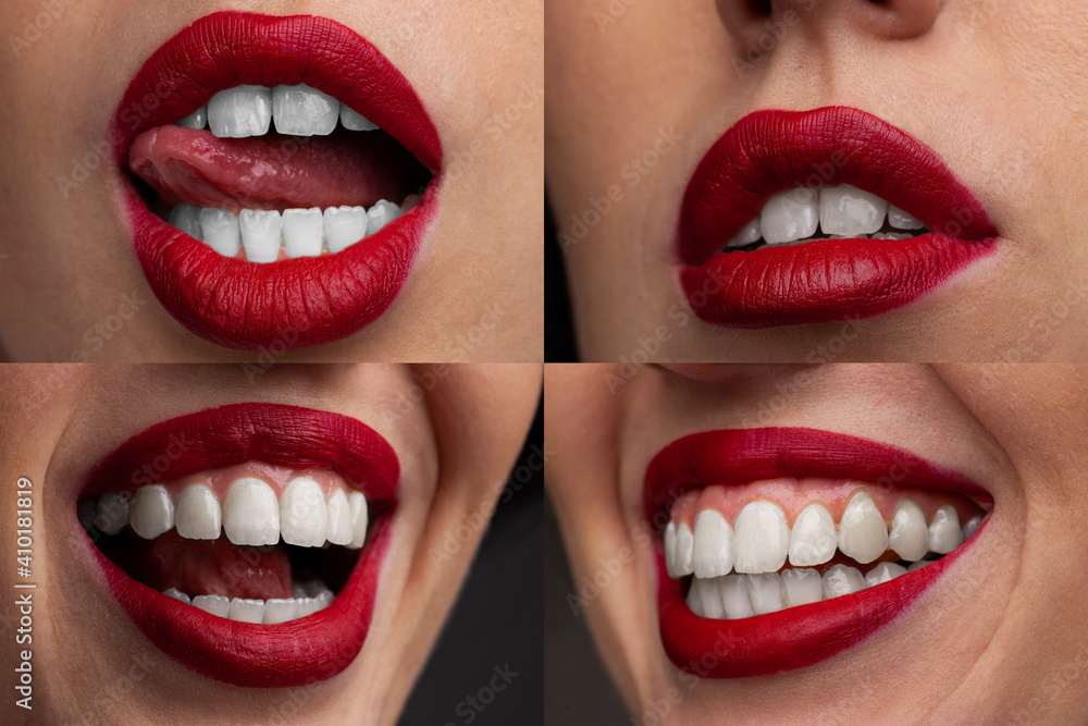 Ταπετσαρία Young caucasian female with red lips make up