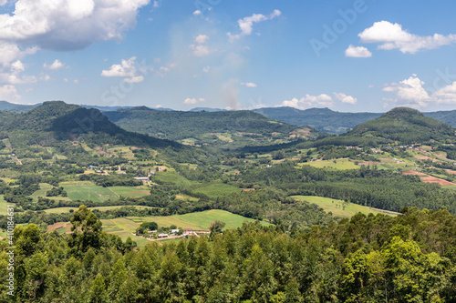 Fototapeta Naklejka Na Ścianę i Meble -  Mountains, forest and farms