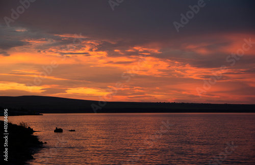 sunset over the lake