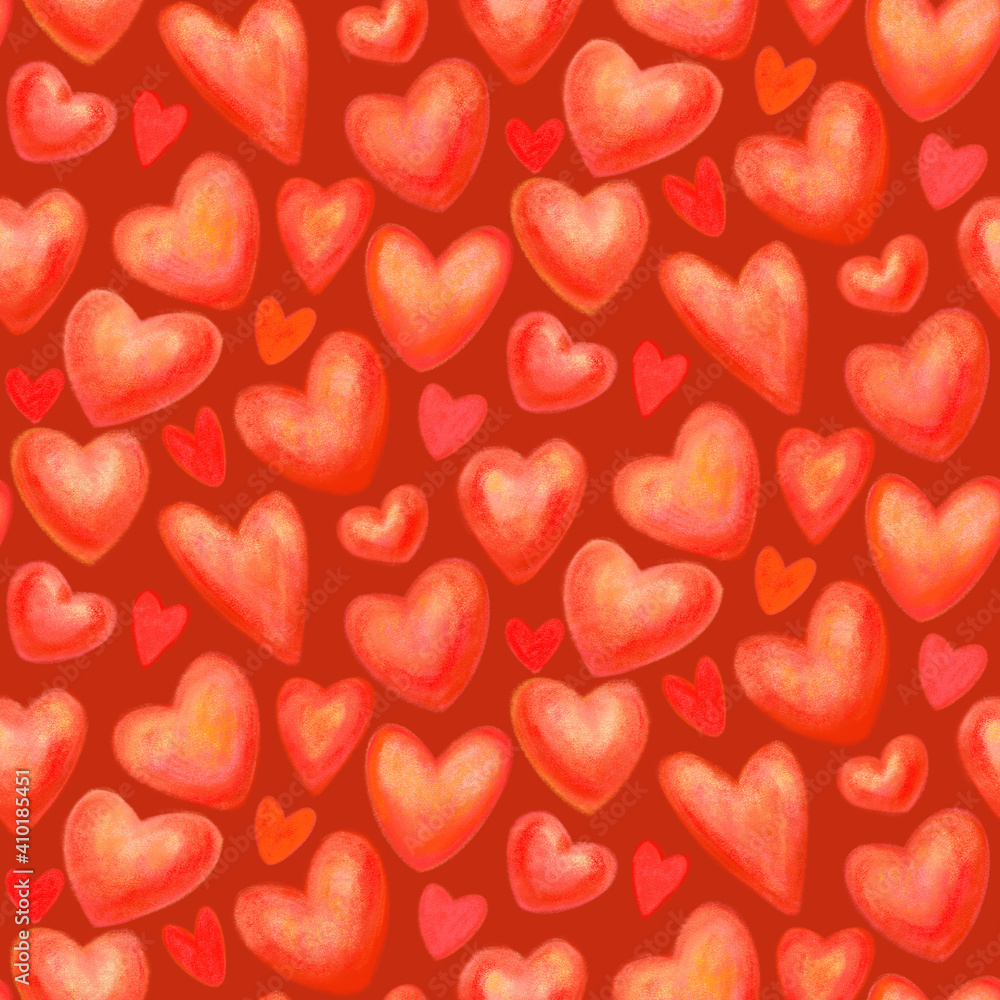 Hand draw crayons seamless pattern. Grunge stamps illustration. Hearts doodles collection. Symbol of love. Hearts isolated on white background. Wedding or Valentine's template. Hand draw crayons seamless pattern. Grunge stamps illustration. Hearts doodles collection. Symbol of love. Hearts isolated on white background. Wedding or Valentine's template.
