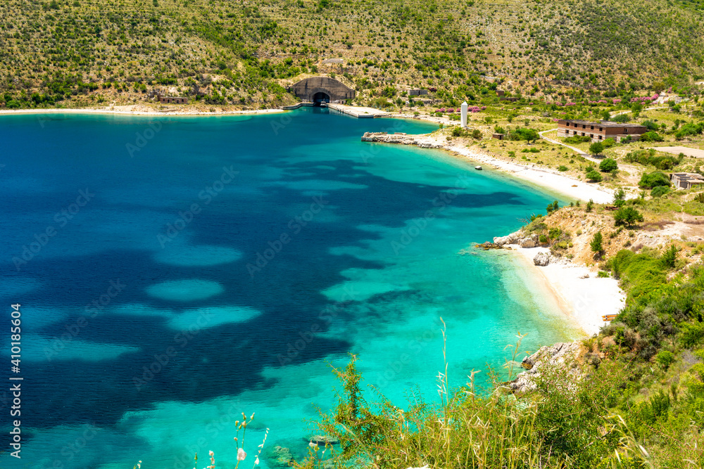 azure bay in Himare on albanian riviera in south Albania