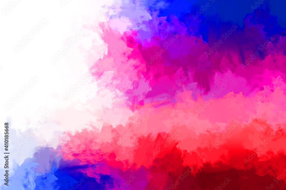 2D illustration of colorful brush strokes. Decorative texture painting. Vibrant paint pattern backdrop.