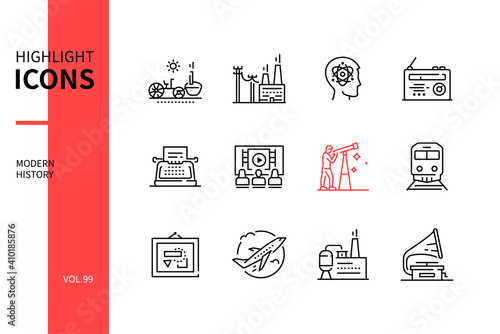Modern history - line design style icons set