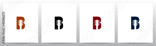 Guitar Head On Letter Logo Design B