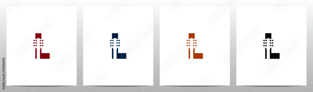 Guitar Head On Letter Logo Design L Guitar Head On Letter Logo Design L