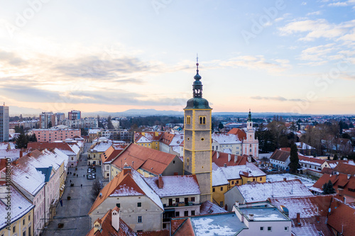 Aerial view of Varazdin Crkva sv. Ivana Krstitelja, Croatia.