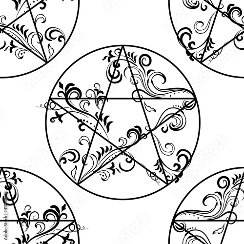 Pentagram occult symbol seamless pattern