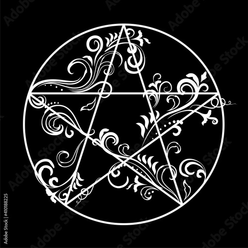 Floral pentagram occult symbol
