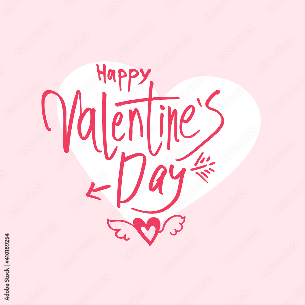 Cute card for Valentine's Day. Handwritten vector logo Happy Valentine's Day. Vector template. Cute card