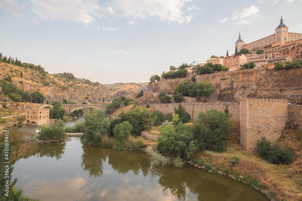 View of the historic town of Toledo, Spain and the Tagus River
