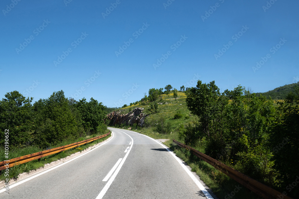 The Asphalt mountain road in the Montenegro
