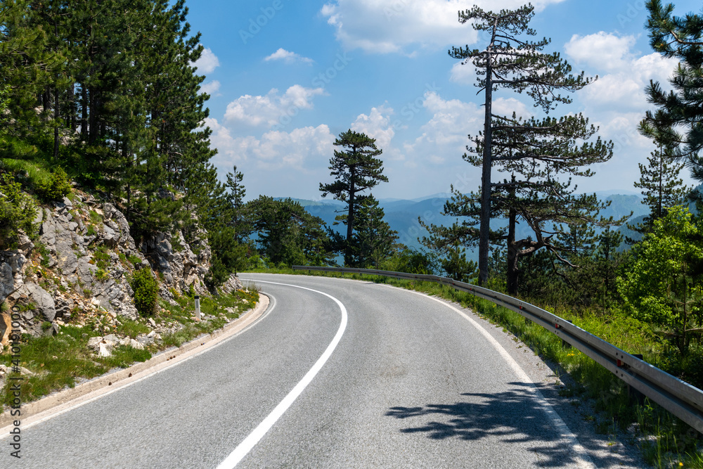 The Asphalt mountain road in the Montenegro