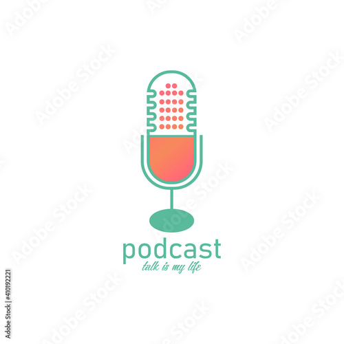 Podcast logo on a gradient pastel color style comedy show is a vector image