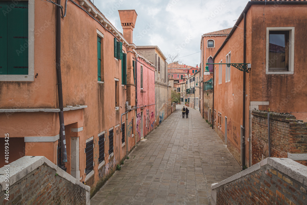 The quiet side of Venice, Italy. A residential neighbourhood free of tourists in the popular tourism destination.