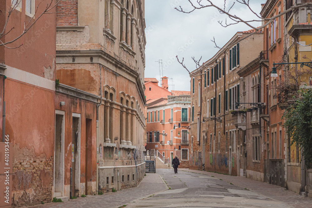 The quiet side of Venice, Italy. A residential neighbourhood free of tourists in the popular tourism destination.