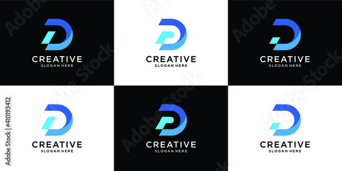 Set of creative letter d logo template. icons for business of digital, technology, finance, luxury