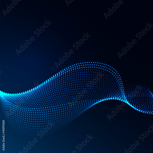 Beautiful wave shaped array of glowing dots.Abstract vector design element.