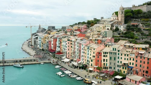 Flight over beautiful Porto Venere in Italy