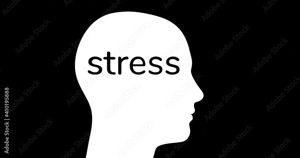 3d render with a silhouette of a red head and an inscription stress 3d render with a silhouette of a red head and an inscription stress