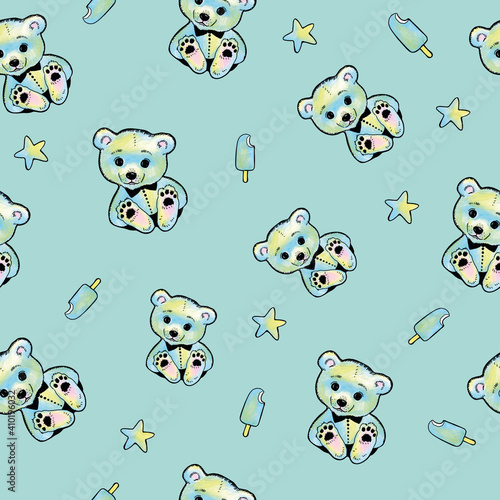 teddy bear seamless pattern for boy