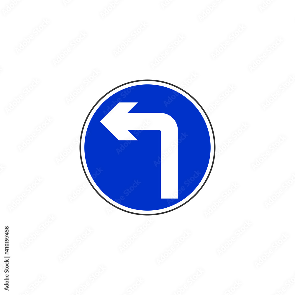Left turn only road sign icon. Traffic signs symbol modern, simple, vector, icon for website design, mobile app, ui. Vector Illustration Left turn only road sign icon. Traffic signs symbol modern, simple, vector, icon for website design, mobile app, ui. Vector Illustration