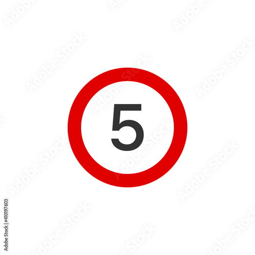 Speed limit 5 road sign icon. Traffic signs symbol modern, simple, vector, icon for website design, mobile app, ui. Vector Illustration