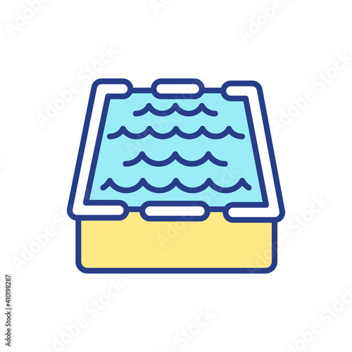 Artificial pond RGB color icon. Swimming pool. Water waves, tank for cultivating fish, shellfish, shrimp. Produce seafood. Aquafarm production. Mariculture business. Isolated vector illustration