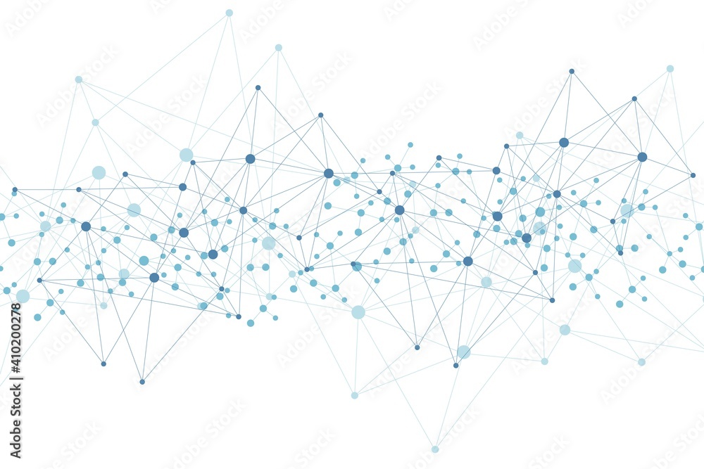 Geometric abstract background with connected line and dots. Structure molecule and communication. Big Data Visualization. Medical, technology, science background. Vector illustration. Geometric abstract background with connected line and dots. Structure molecule and communication. Big Data Visualization. Medical, technology, science background. Vector illustration.