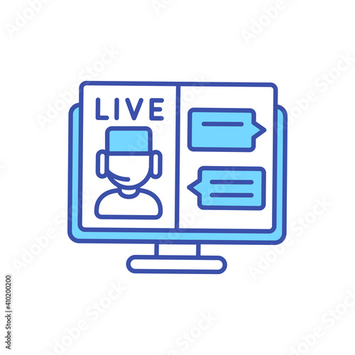 Live online chat with doctor RGB color icon. Patient texting doctor. Internet communication with hospital professional. Clinic support line consultant. Isolated vector illustration