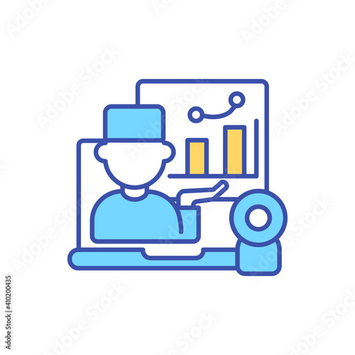 Electronic health record RGB color icon. Online patient treatment. Clinic report presentation on computer screen. Electronic healthcare. Telehealth service. Isolated vector illustration