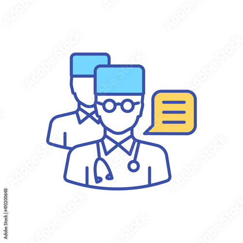 Second doctor option RGB color icon. Talk to physician. Hospital consultation. Online clinic appointment. Healthcare service. Telehealth communication for patients. Isolated vector illustration