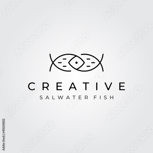 abstract fish logo minimalist line art vector symbol illustration design