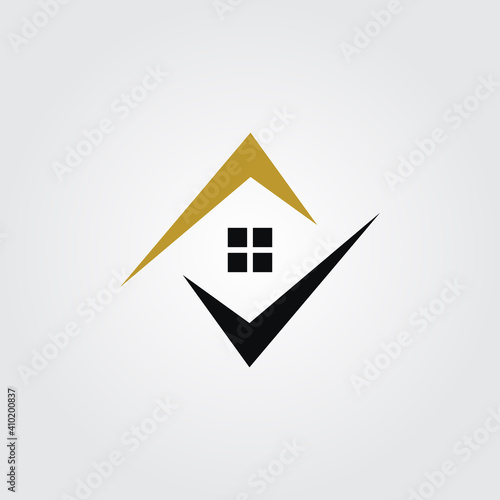 house check logo vector minimalist symbol illustration design