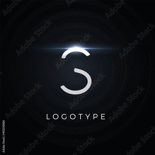 Futurism style letter S. Minimalist type for modern futuristic logo, elegant cyber tech monogram, digital device and hud graphic. Minimal style symbol, vector design