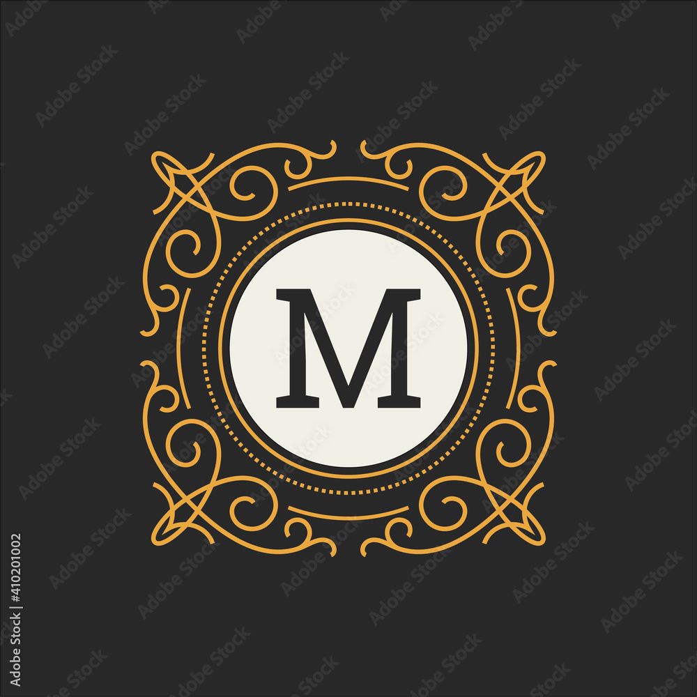 Fototapeta premium Luxury Logo template for Restaurant, Royalty, Boutique, Cafe, Hotel, Heraldic, Jewelry, Fashion. Letter floral monogram