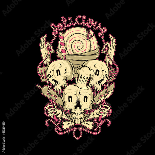 Skull sugar horror graphic illustration vector art t-shirt design