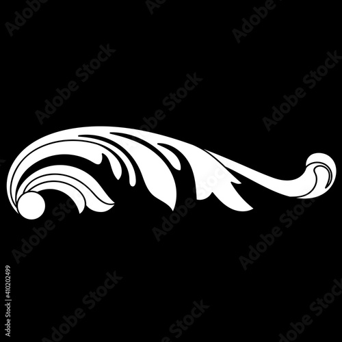 Vintage baroque ornament, corner. Retro pattern antique style acanthus. Decorative design element filigree calligraphy vector