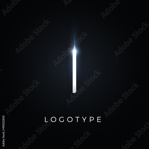 Futurism style letter I. Minimalist type for modern futuristic logo, elegant cyber tech monogram, digital device and hud graphic. Minimal style symbol, vector design