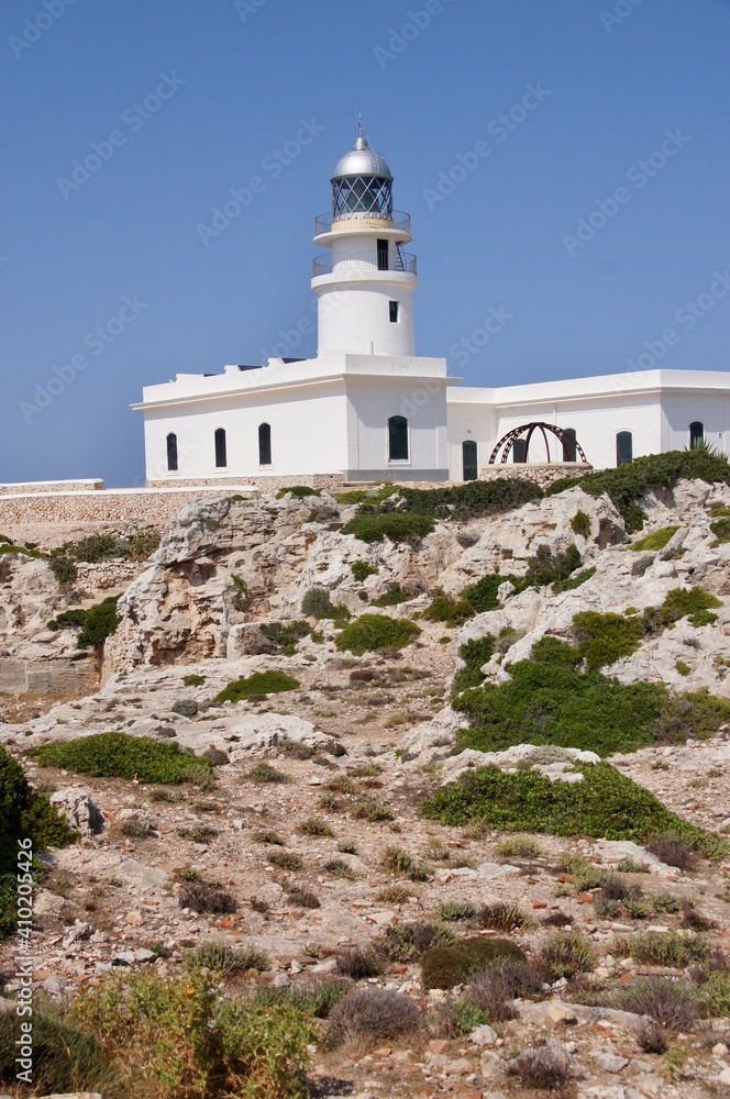 Lighthouse with blue sky in Menorca Lighthouse with blue sky in Menorca