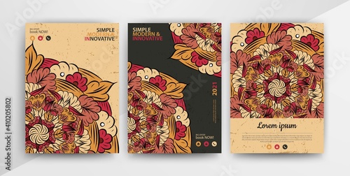 Set Of Business Cards. Vintage decorative elements. Ornamental floral business cards, oriental pattern, vector illustration. Perfect for Poster, Cover, Flyer. Hand drawn background. 