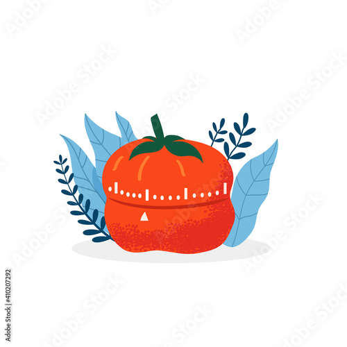 Pomodoro tracker vector illustration. Time Management Flat Concept