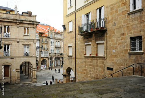 Plaza Mayor - Praza Maior en el centro histórico de Ourense Orense, Galicia, España