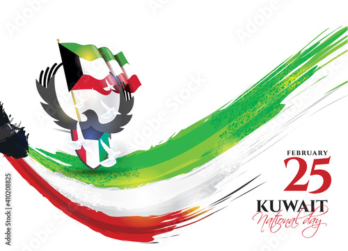 Kuwait national day vector illustration. design of the schedule for the holidays of Kuwait. 25th happy national day holiday of independence. February 26 is the day of liberation of Kuwait.