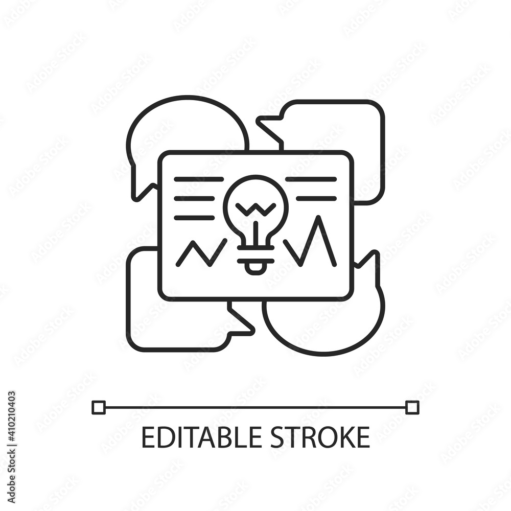 Communicating ideas linear icon. Critical thinking idea. Optimizing ways of communication. Thin line customizable illustration. Contour symbol. Vector isolated outline drawing. Editable stroke Communicating ideas linear icon. Critical thinking idea. Optimizing ways of communication. Thin line customizable illustration. Contour symbol. Vector isolated outline drawing. Editable stroke