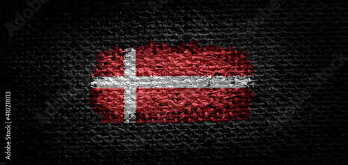 Wallpaper Mural National flag of the Denmark on dark fabric