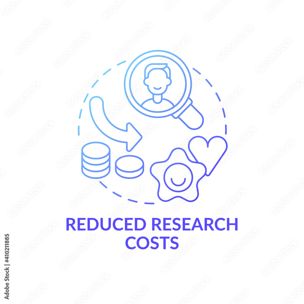 Reduced research costs concept icon. Open innovation benefit idea thin line illustration. Cost reduction procedures. Finance planning and controlling. Vector isolated outline RGB color drawing Reduced research costs concept icon. Open innovation benefit idea thin line illustration. Cost reduction procedures. Finance planning and controlling. Vector isolated outline RGB color drawing